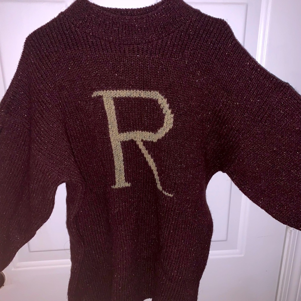 Women's Burgundy Sweater with Letter Design